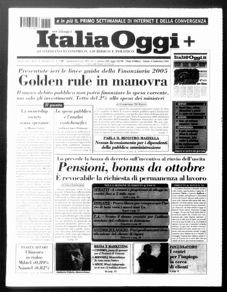 Italia oggi : quotidiano di economia finanza e politica